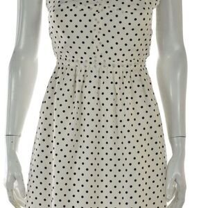 J. Crew Cream Dress with Navy Polka Dots